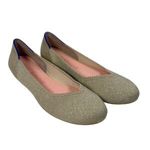 Rothy's Light Gold Metallic The Flat Shoes Womens Size 9